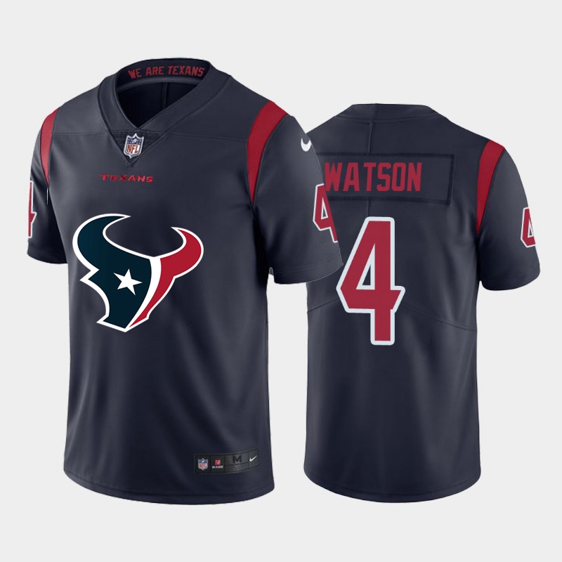Men's Houston Texans #4 Deshaun Watson Navy 2020 Team Big Logo Limited Stitched NFL Jersey