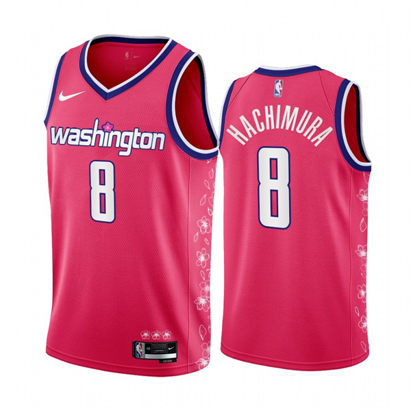 Men's Washington Wizards #8 Rui Hachimura 2022/23 Pink Cherry Blossom City Edition Limited Stitched Basketball Jersey