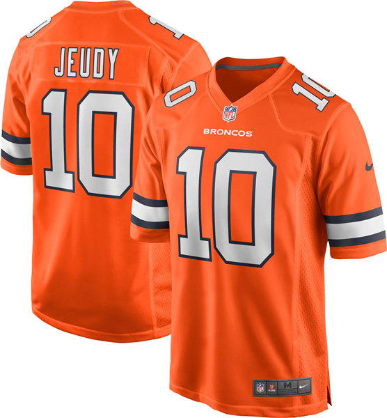 Men's Denver Broncos #10 Jerry Jeudy Orange Game Stitched Jersey