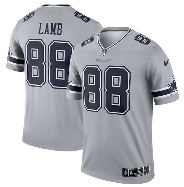 Men's Dallas Cowboys #88 CeeDee Lamb Gray Stitched Game Jersey
