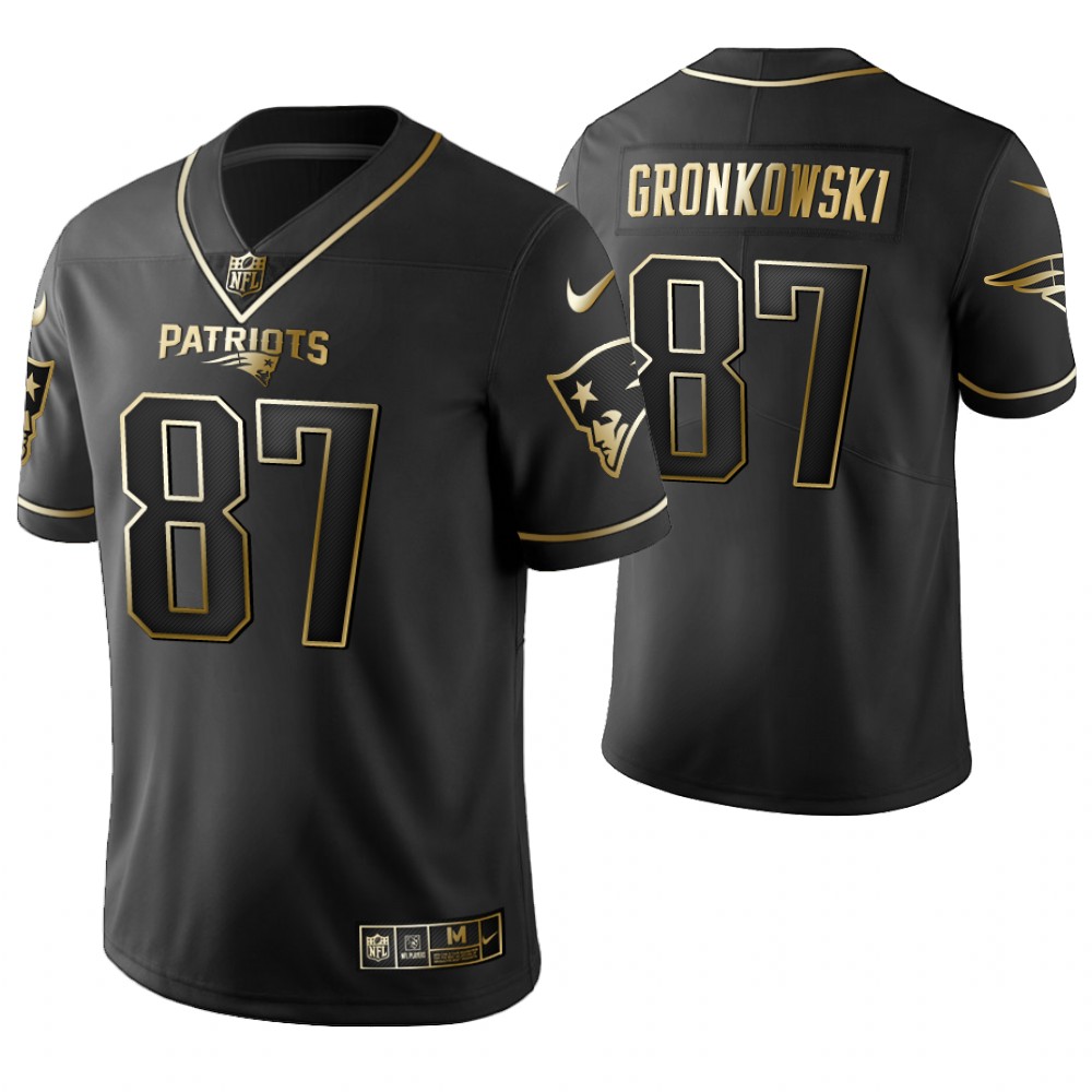 Men's New England Patriots #87 Rob Gronkowski 2019 Black Gold Edition Stitched NFL Jersey