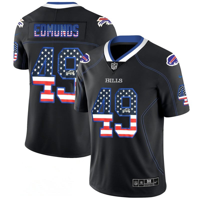 Men's Buffalo Bills #49 Tremaine Edmunds 2018 Black USA Flag Color Rush Limited Fashion NFL Stitched Jersey