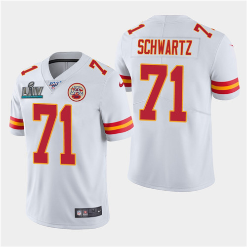 Men's Chiefs #71 Mitchell Schwartz White Super Bowl LIV Vapor Untouchable Limited Stitched NFL Jersey