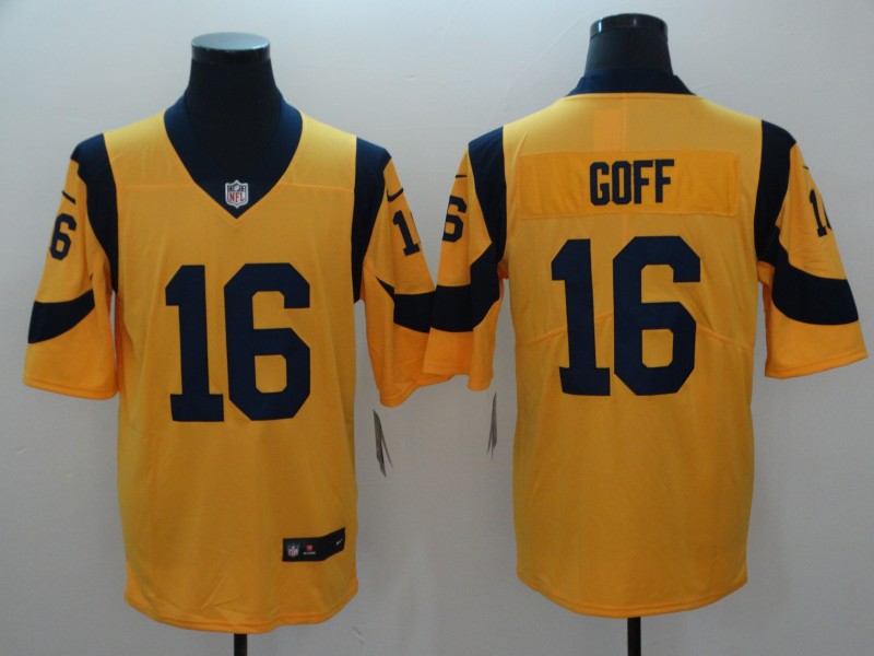 Men's Rams #16 Jared Goff Royal Gold Vapor Untouchable Limited Stitched NFL Jersey