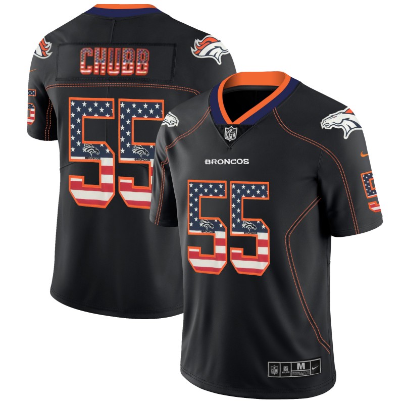 Men's Broncos #55 Bradley Chubb 2018 Black USA Flag Color Rush Limited Fashion NFL Stitched Jersey