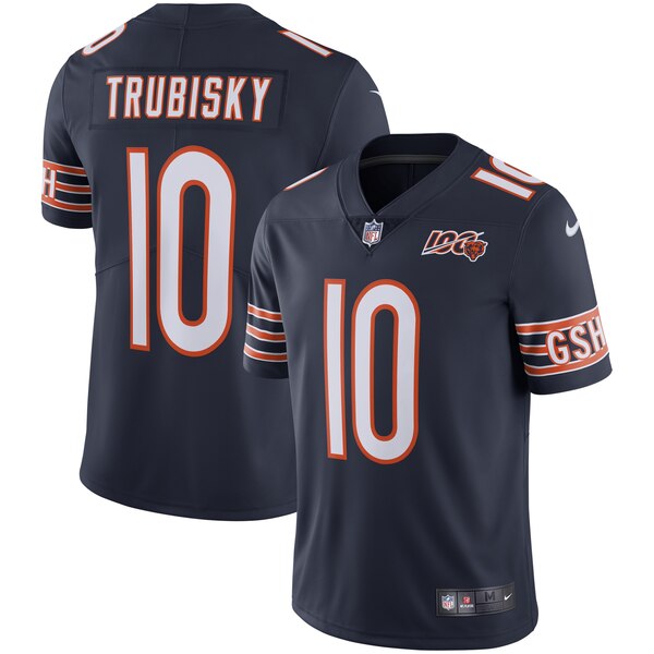 Men's Chicago Bears #10 Mitchell Trubisky Navy 2019 100th Vapor Untouchable Limited Stitched NFL Jersey