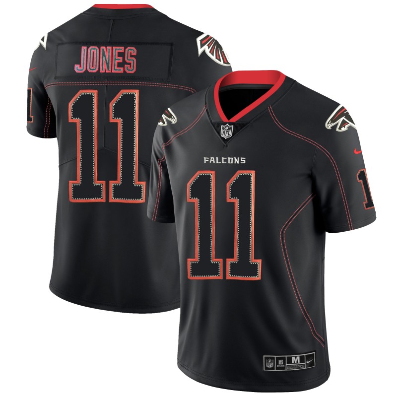 Men's Falcons #11 Julio Jones NFL 2018 Lights Out Black Color Rush Limited Jersey