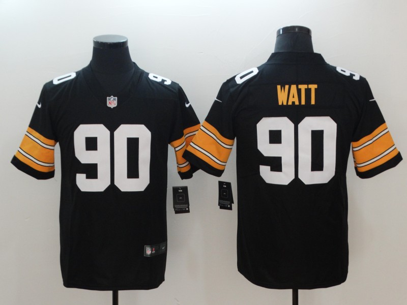 Men's Nike Pittsburgh Steelers #90 T. J. Watt Black Team Color Stitched NFL Vapor Untouchable Limited Jersey