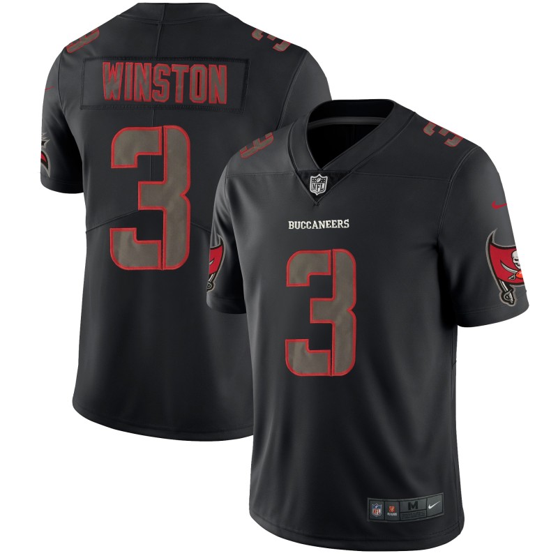 Men's Buccaneers #3 Jameis Winston 2018 Black Impact Limited Stitched NFL Jersey