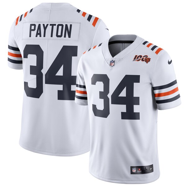 Men's Chicago Bears #34 Walter Payton White 2019 100th Season Vapor Untouchable Limited Stitched NFL Jersey