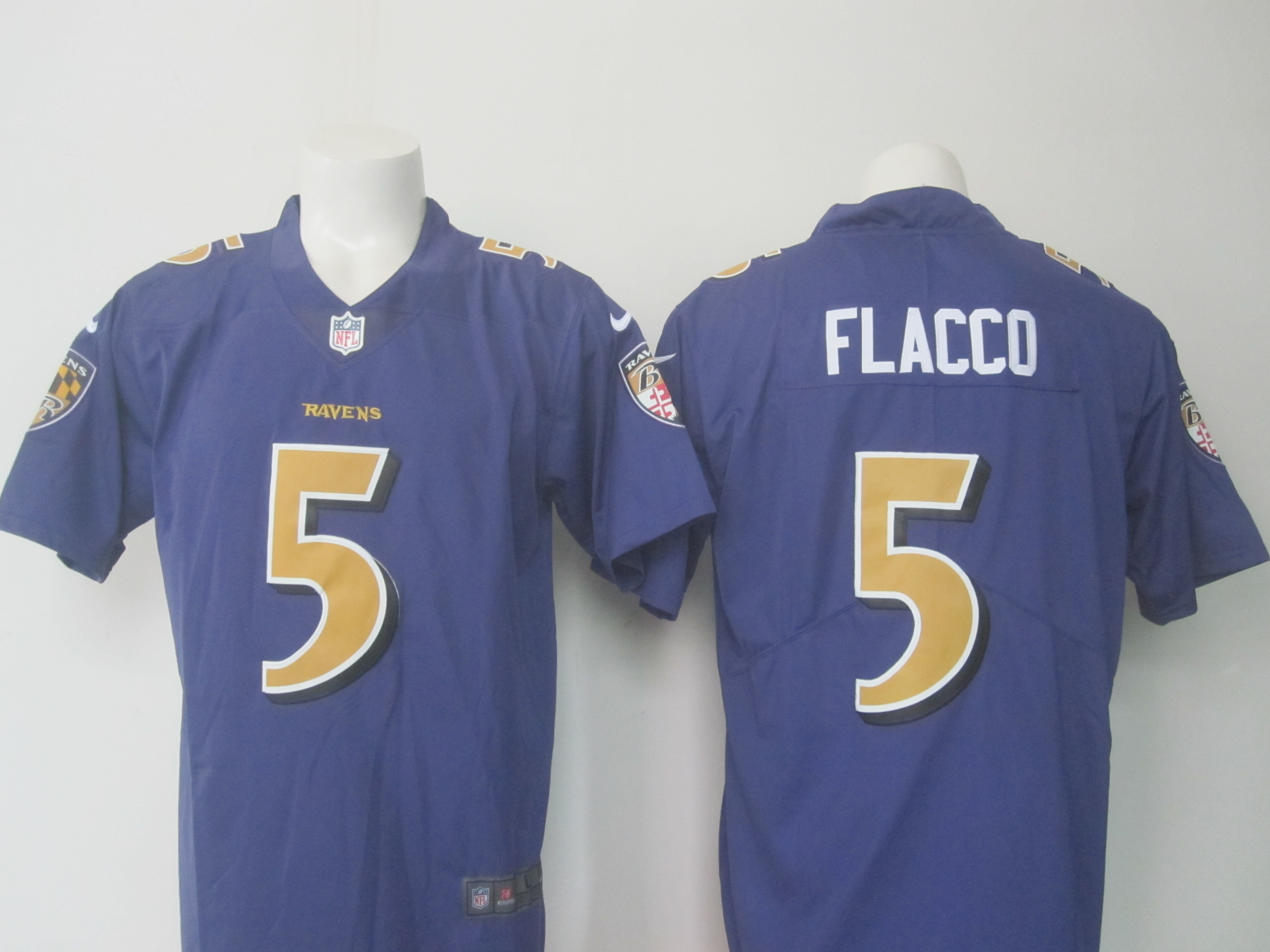 Men's Nike Ravens #5 Joe Flacco Purple Limited Rush NFL Jersey
