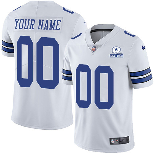 Men's Dallas Cowboys ACTIVE PLAYER CustomWhite With Est 1960 Patch Limited Stitched Jersey (Check description if you want Women or Youth size)