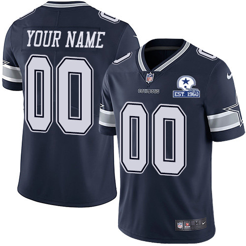 Men's Dallas Cowboys ACTIVE PLAYER Custom Navy With Est 1960 Patch Limited Stitched Jersey (Check description if you want Women or Youth size)