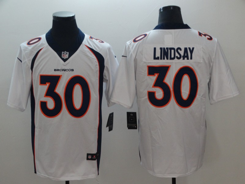 Men's Denver Broncos #30 Phillip Lindsay White Vapor Untouchable Limited Stitched NFL Jersey