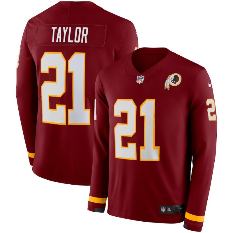 Men's Washington Redskins #21 Sean Taylor Red Therma Long Sleeve Stitched NFL Jersey