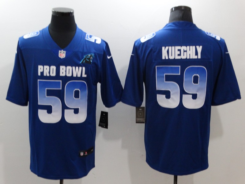 Men's NFC Carolina Panthers #59 Luke Kuechly Royal 2019 Pro Bowl NFL Game Jersey