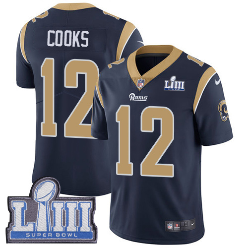 Men's Los Angeles Rams #12 Brandin Cooks Navy Blue Super Bowl LIII Vapor Untouchable Limited Stitched NFL Jersey