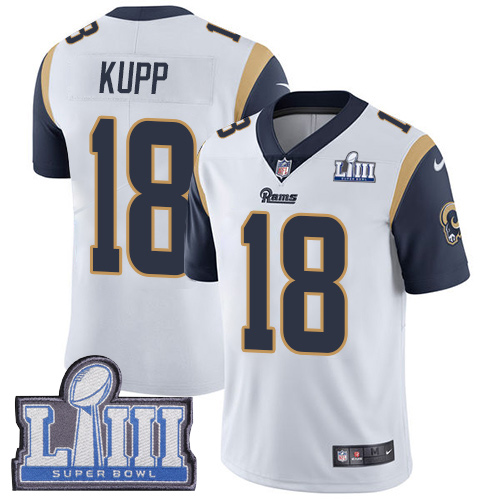 Men's Los Angeles Rams #18 Cooper Kupp White Super Bowl LIII Vapor Untouchable Limited Stitched NFL Jersey