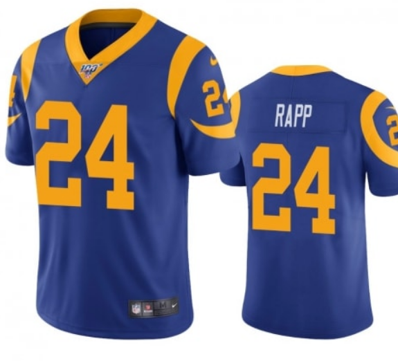 Men's Los Angeles Rams #24 Taylor Rapp Blue 2019 100th Season Vapor Untouchable Limited Stitched NFL Jersey