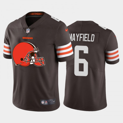 Men's Cleveland Browns #6 Baker Mayfield Brown 2020 Team Big Logo Limited Stitched NFL Jersey