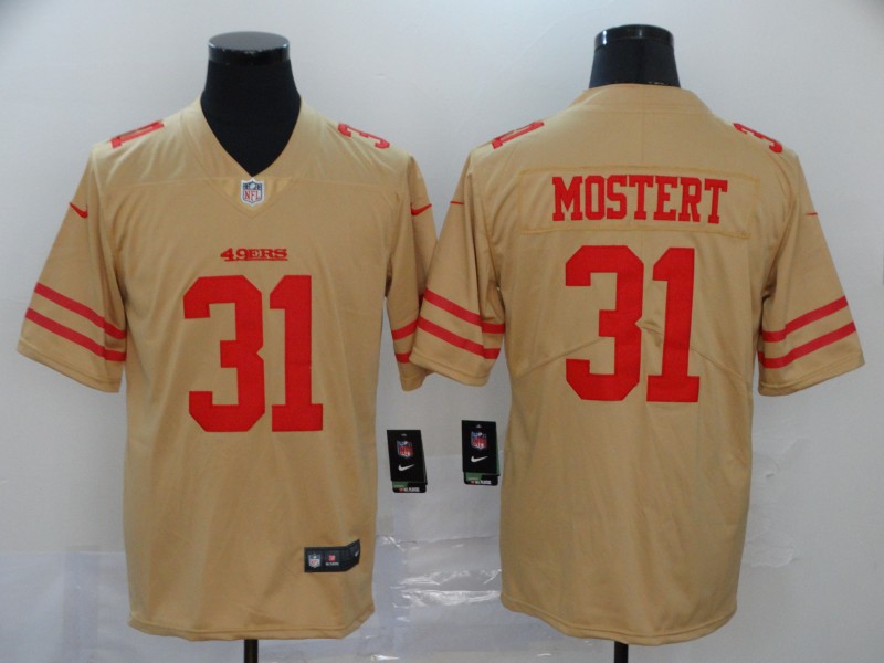 Men's San Francisco 49ers #31 Raheem Mostert Gold Inverted Legend Stitched NFL Jersey