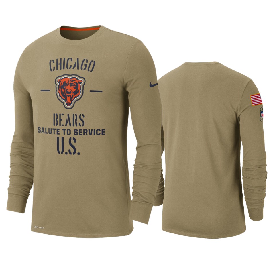 Men's Chicago Bears Tan 2019 Salute To Service Sideline Performance Long Sleeve Shirt