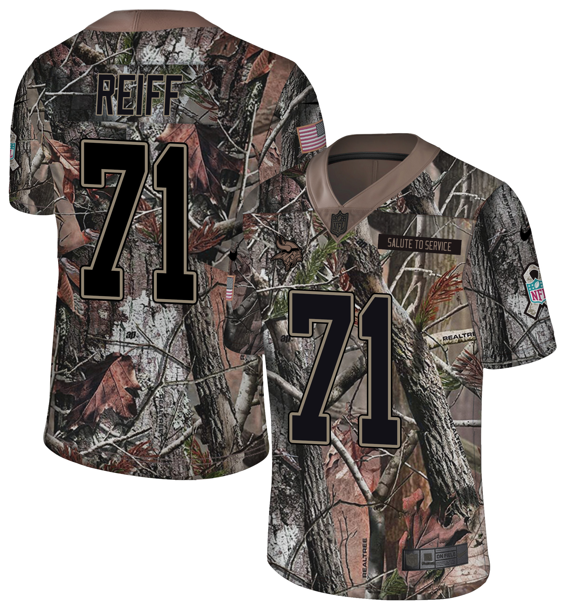 Men's Minnesota Vikings #71 Riley Reiff Camo Realtree 2018 Rush Limited Stitched NFL Jersey