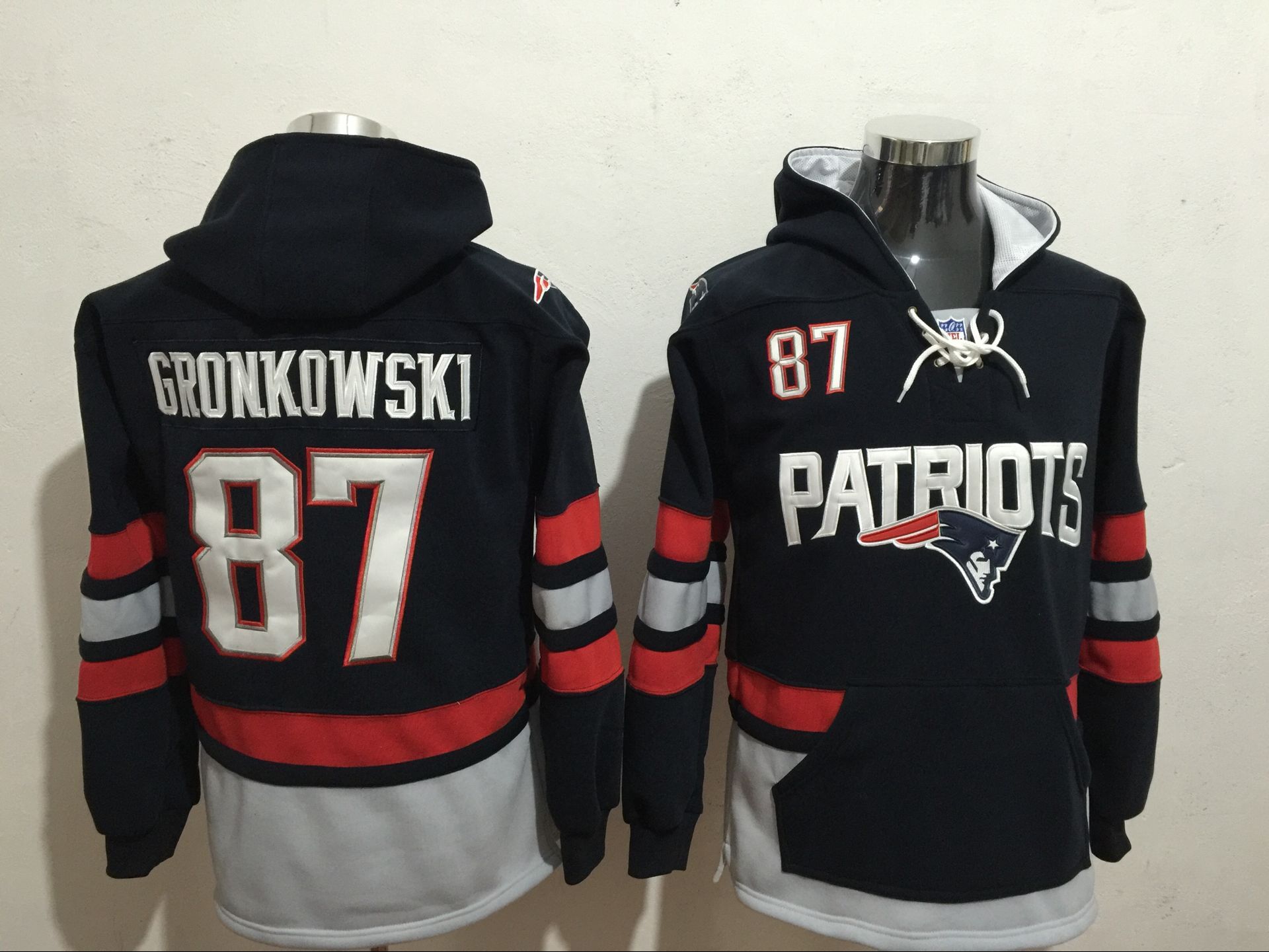 Men's New England Patriots #87 Rob Gronkowski Navy Blue All Stitched NFL Hooded Sweatshirt