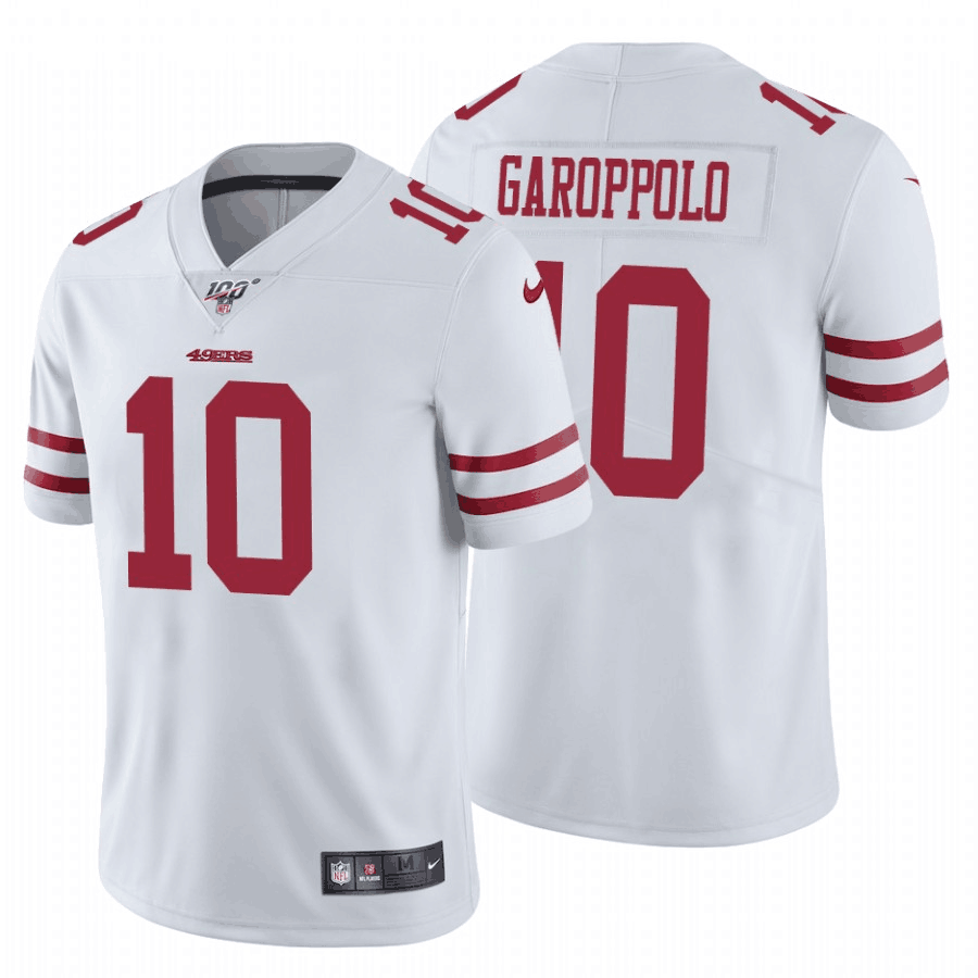 Men's San Francisco 49ers #10 Jimmy Garoppolo White 2019 100th Season Vapor Untouchable Limited Stitched NFL Jersey
