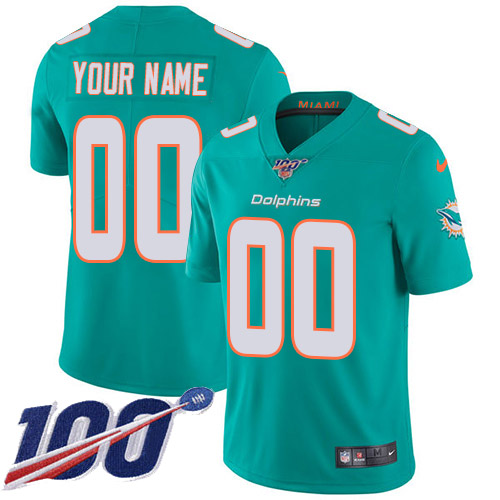 Men's Dolphins 100th Season Active Players Aqua Green Vapor Untouchable Limited Stitched NFL Jersey
