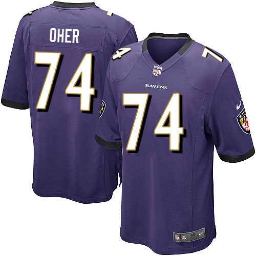 Men's Baltimore Ravens #74 Michael Oher Purple Stitched NFL Jersey