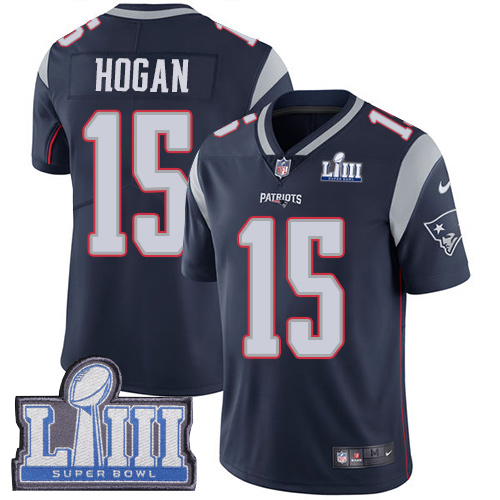 Men's New England Patriots #15 Chris Hogan Navy Blue Super Bowl LIII Vapor Untouchable Limited Stitched NFL Jersey