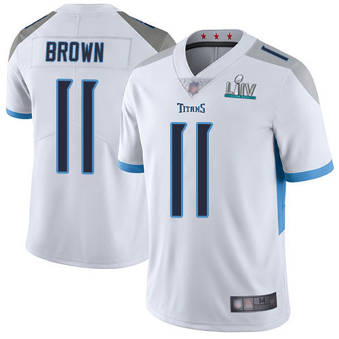 Men's Tennessee Titans #11 A.J. Brown Super Bowl LIV White Vapor Untouchable Limited Stitched Jersey