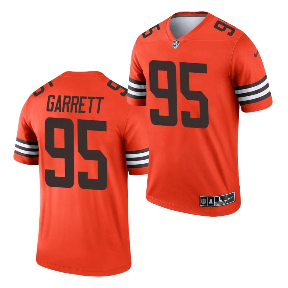 Men's Cleveland Browns #95 Myles Garrett Orange 2021 Inverted Legend Jersey (Check description if you want Women or Youth size)