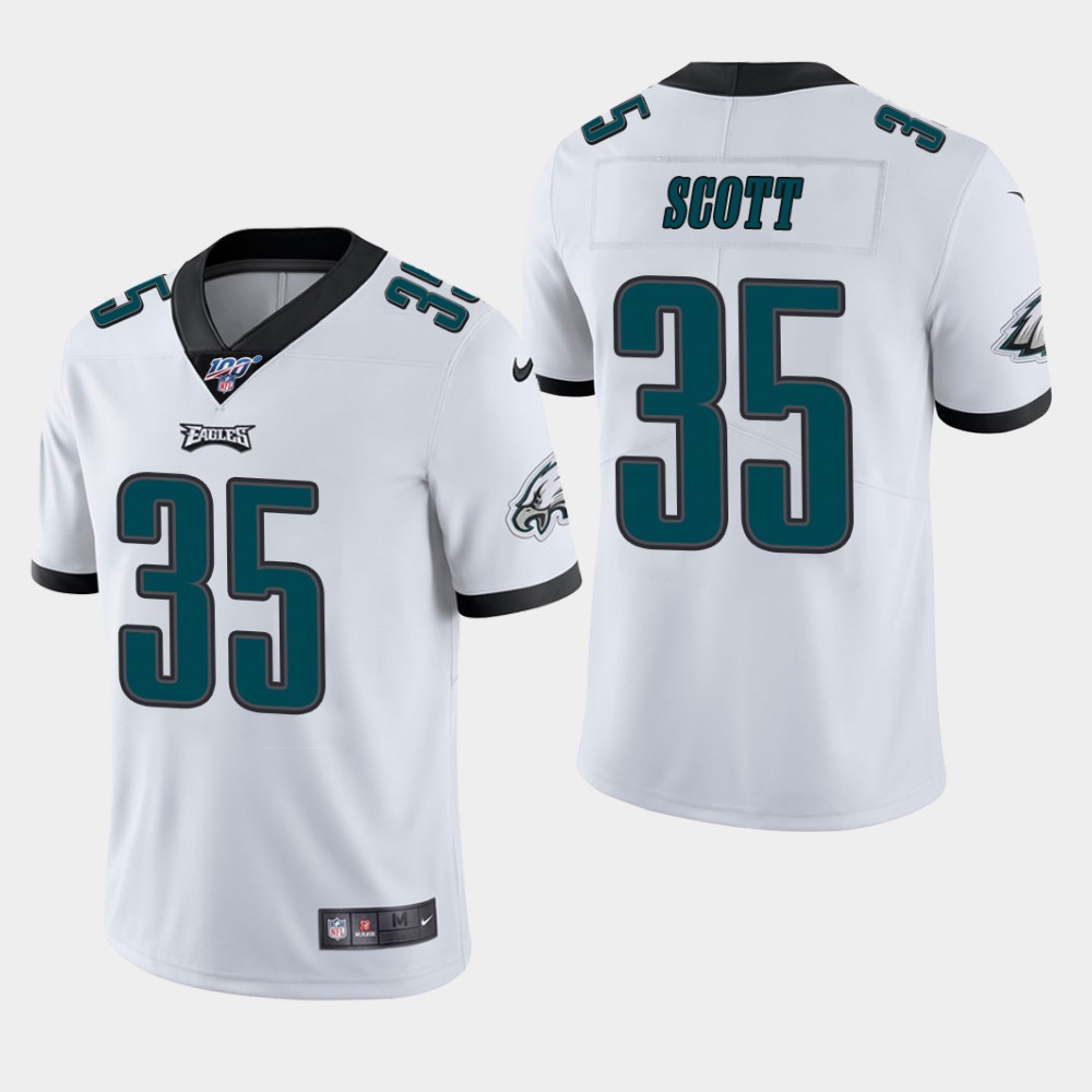 Men's Philadelphia Eagles #35 Boston Scott White 2019 100th Season Vapor Untouchable Limited Stitched NFL Jersey