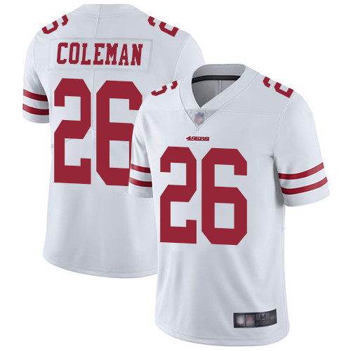 Men's San Francisco 49ers San Francisco 49ers #26 Tevin Coleman White Vapor Untouchable Limited Stitched NFL Jersey