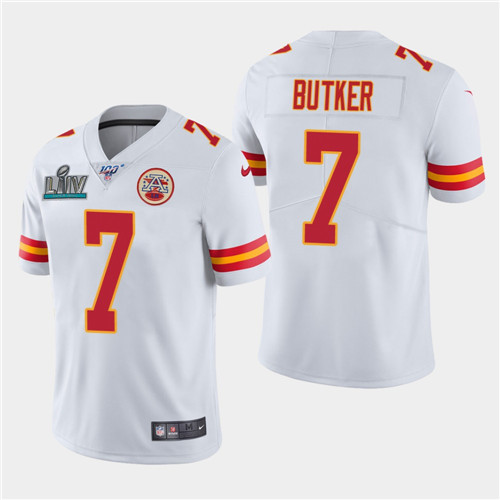Men's Chiefs #7 Harrison Butker White Super Bowl LIV Vapor Untouchable Limited Stitched NFL Jersey