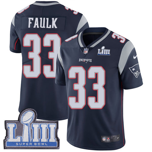 Men's New England Patriots #33 Kevin Faulk Navy Blue Super Bowl LIII Vapor Untouchable Limited Stitched NFL Jersey