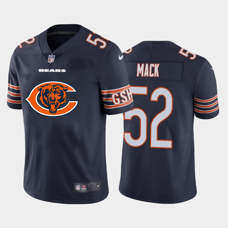 Men's Chicago Bears #52 Khalil Mack Navy 2020 Team Big Logo Limited Stitched NFL Jersey