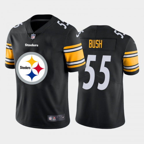 Men's Pittsburgh Steelers #55 Devin Bush Black 2020 Team Big Logo Limited Stitched NFL Jersey