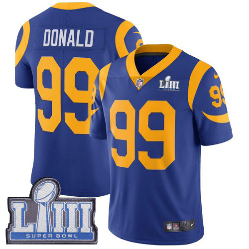 Men's Los Angeles Rams #99 Aaron Donald Royal Blue Super Bowl LIII Vapor Untouchable Limited Stitched NFL Jersey