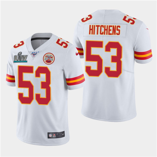 Men's Chiefs #53 Anthony Hitchens White Super Bowl LIV Vapor Untouchable Limited Stitched NFL Jersey
