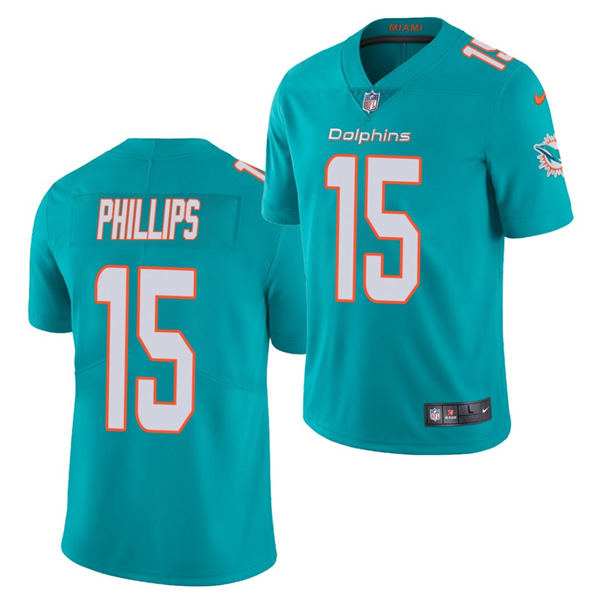 Men's Miami Dolphins #15 Jaelan Phillips Aqua 2021 Vapor Untouchable Limited Stitched NFL Jersey (Check description if you want Women or Youth size)