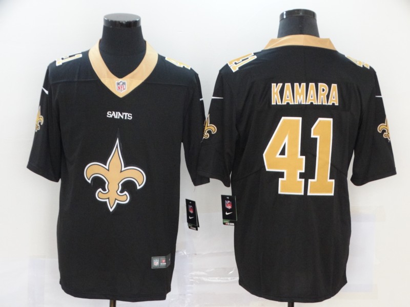 Men's New Orleans Saints #41 Alvin Kamara Black 2020 Team Big Logo Limited Stitched Jersey