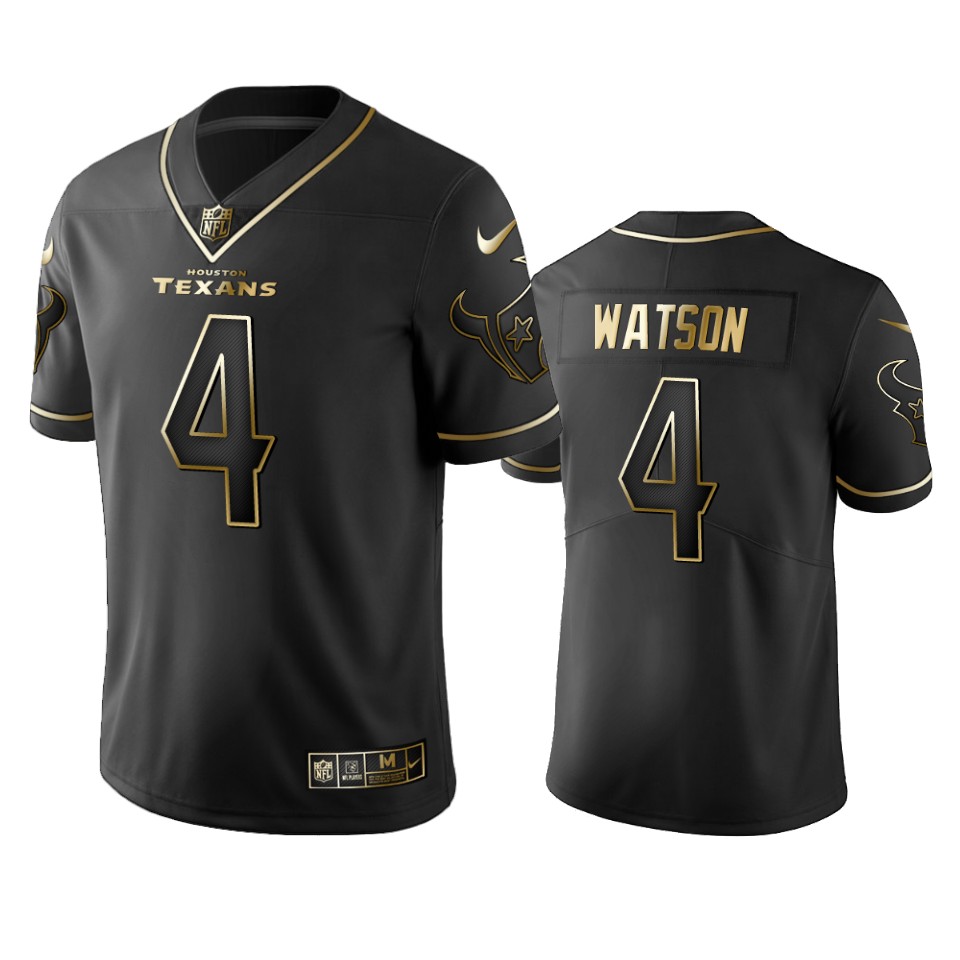 Men's Houston Texans #4 Deshaun Watson Black 2019 Golden Edition Limited Stitched NFL Jersey
