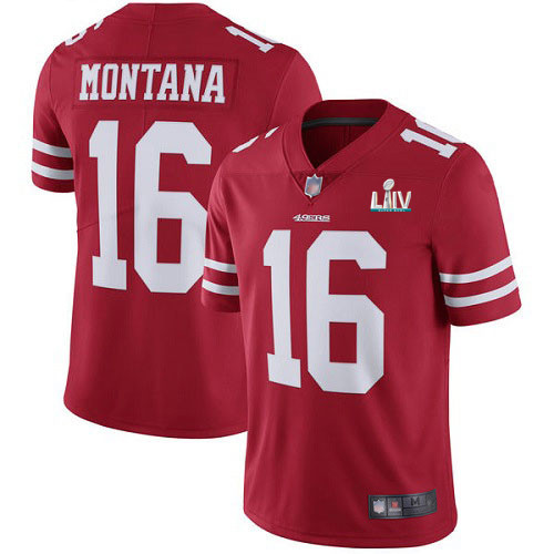 Men's San Francisco 49ers #16 Joe Montana Red Super Bowl LIV Vaper Untouchable Limited Stitched NFL Jersey