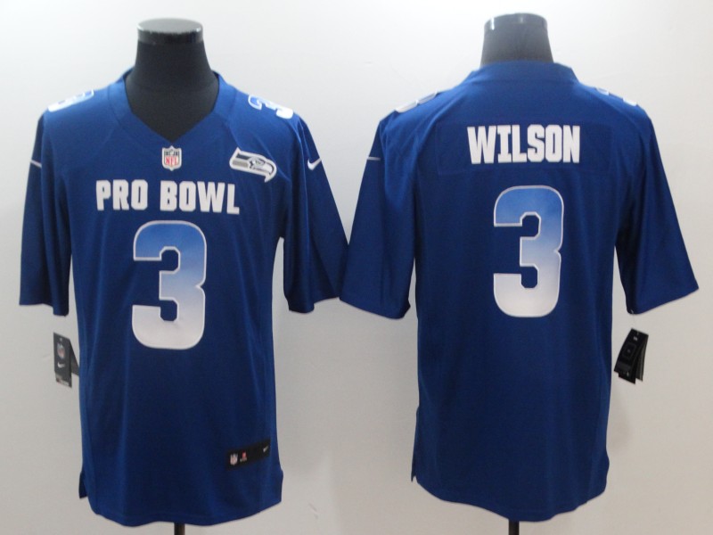Men's NFC Seattle Seahawks #3 Russell Wilson Royal 2019 Pro Bowl NFL Game Jersey
