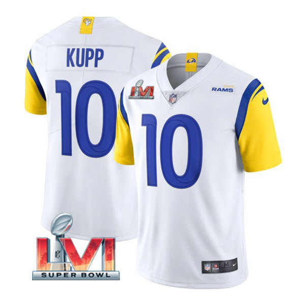 Men's Los Angeles Rams #10 Cooper Kupp White 2022 Super Bowl LVI Vapor Limited Stitched Jersey