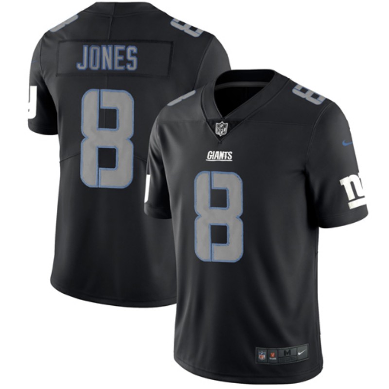 Men's New York Giants #8 Daniel Jones Black Impact Limited Stitched NFL Jersey.
