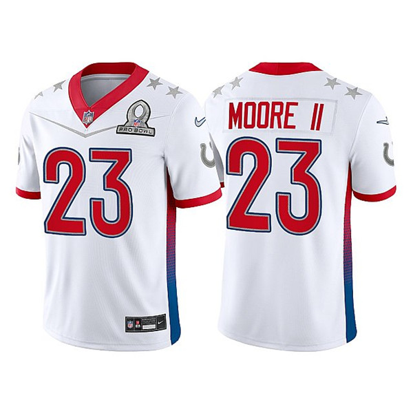 Men's Indianapolis Colts #23 Kenny Moore II 2022 White Pro Bowl Stitched Jersey